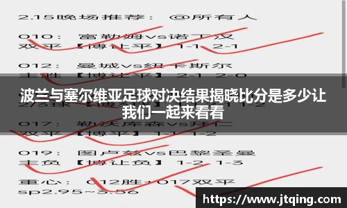 波兰与塞尔维亚足球对决结果揭晓比分是多少让我们一起来看看