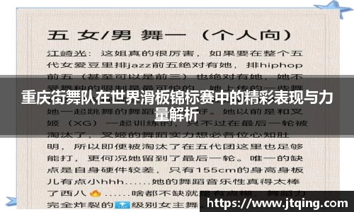 重庆街舞队在世界滑板锦标赛中的精彩表现与力量解析