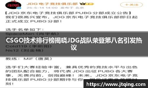 CSGO技术排行榜揭晓JDG战队荣登第八名引发热议